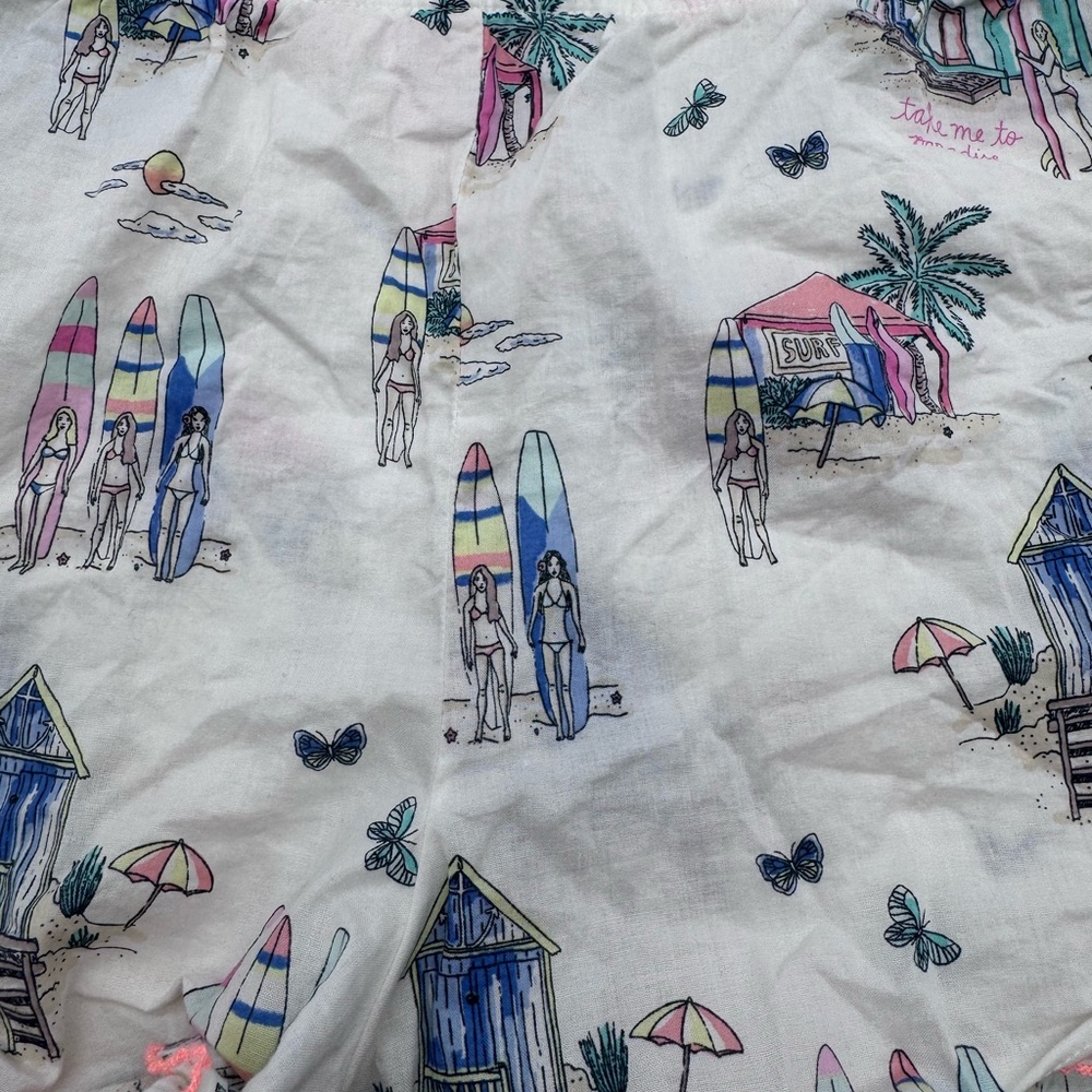 Victoria's Secret White Printed‎ Beach/Surf Scene Lounge Shorts, L - Picture 7 of 12